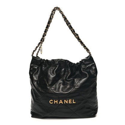 Chanel Shiny Calfskin Quilted Small Chanel 22 Black 1 of 13