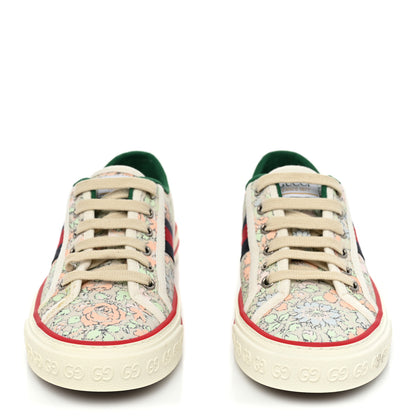 Gucci X LIBERTY OF LONDON Canvas Web Tracy Print Womens 1977 Tennis Sneakers 38 Mint Peach Mystic White 2 of 8