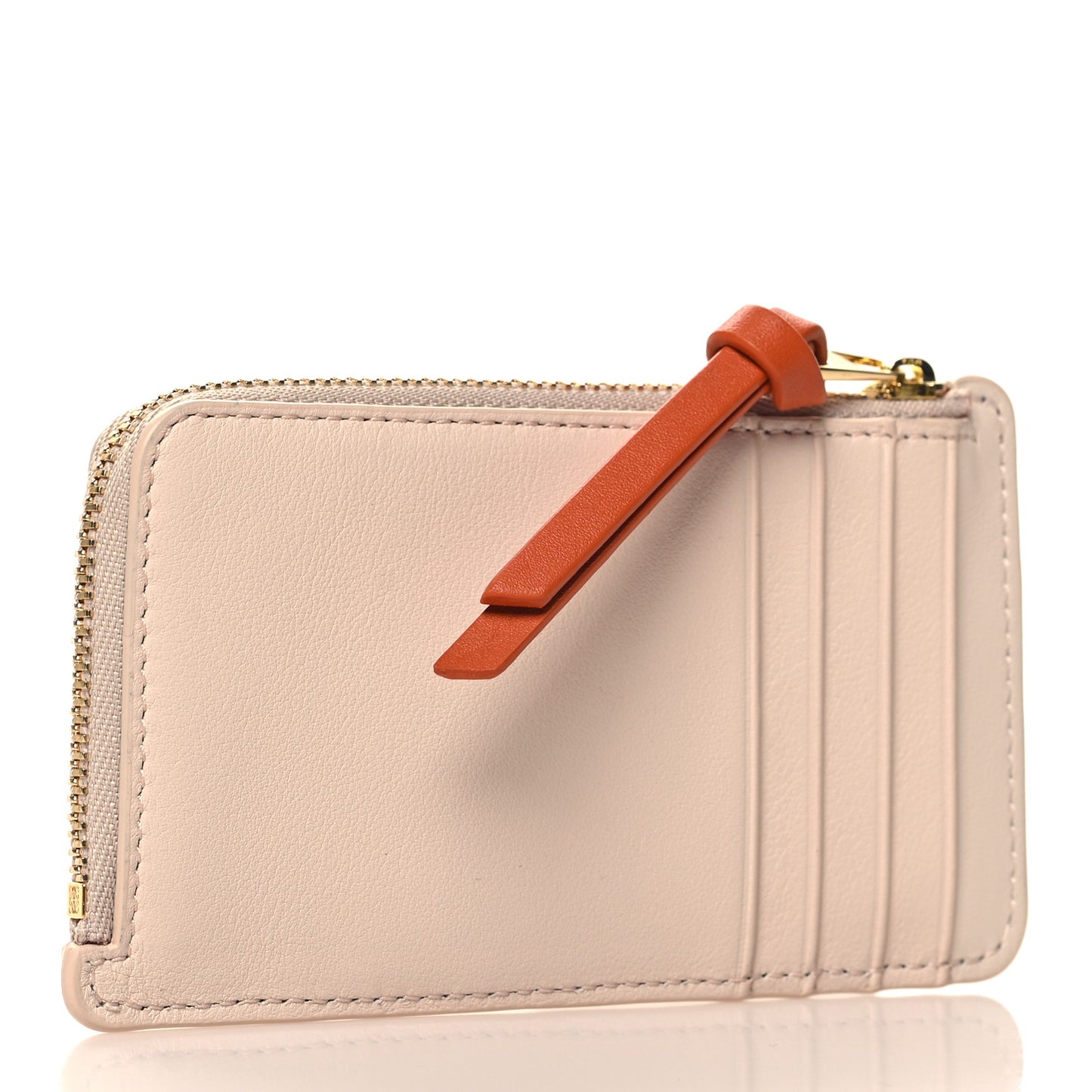 X SUNA FUJITA Satin Calfskin Hamster Zipped Card Coin Holder Talc