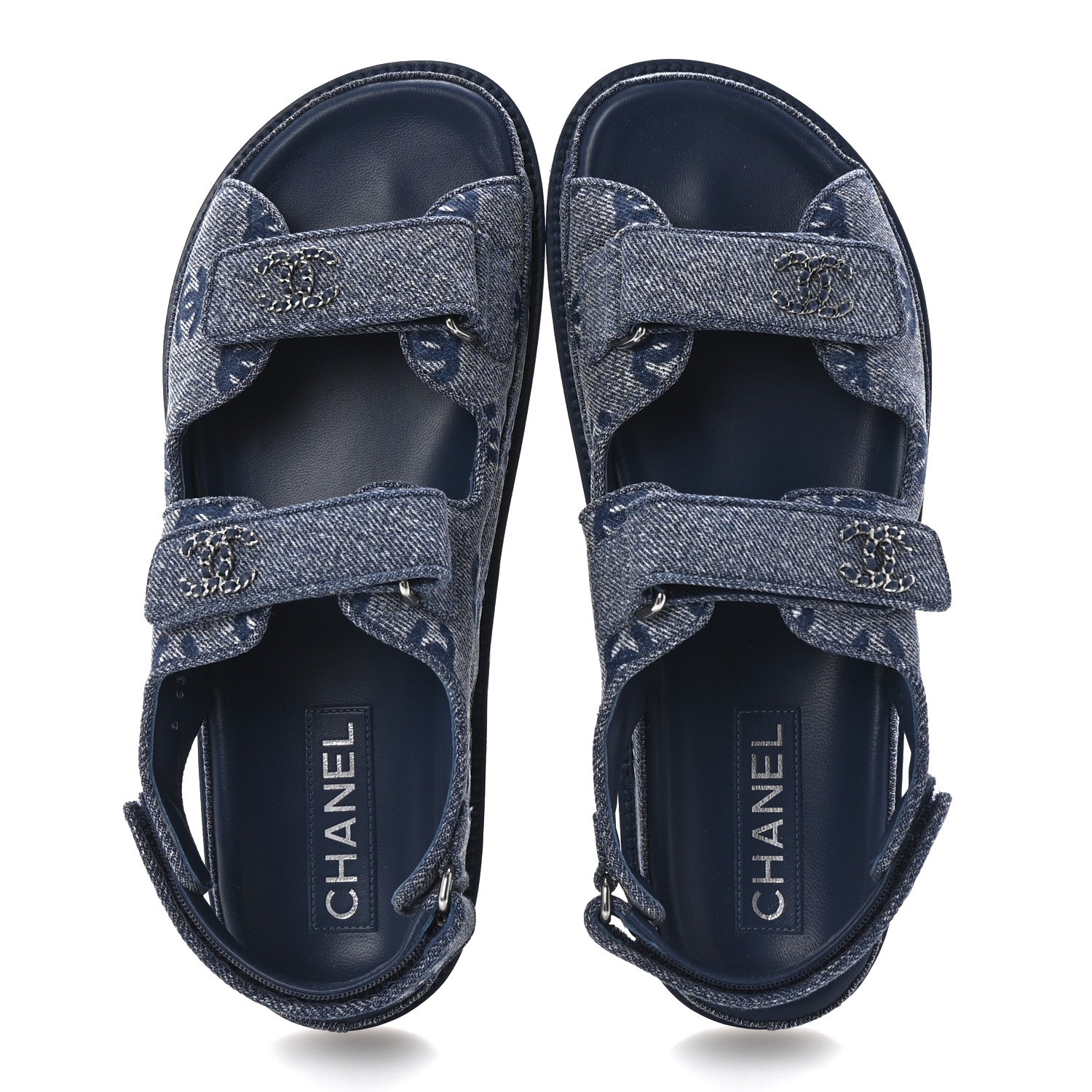 Chanel Denim CC Dad Sandals 39.5 Blue 1706679 – FASHIONPHILE