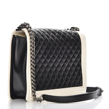 Chanel Lambskin Quilted Large Boy Flap Black White 3 of 9