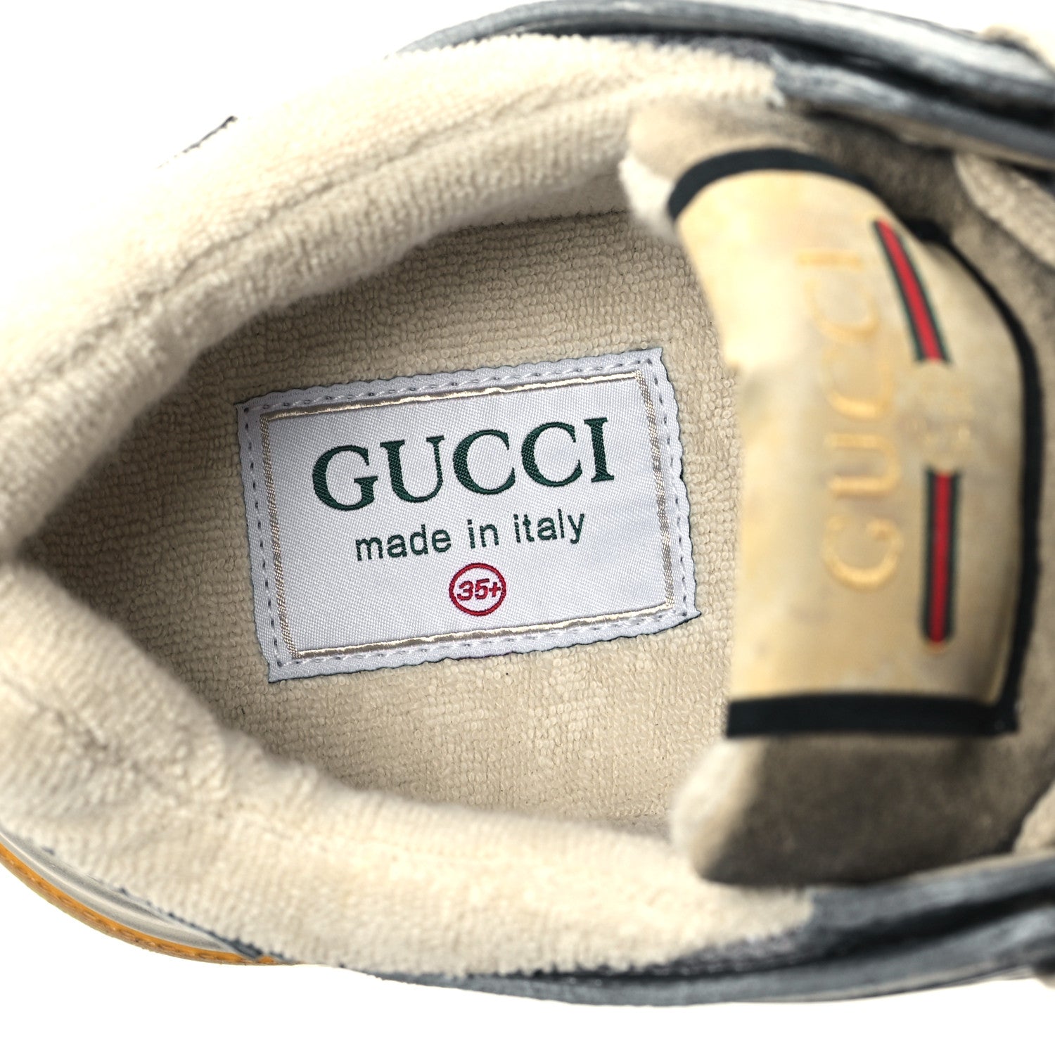 Gucci Metallic Calfskin Suede Womens Ultrapace Sneakers 35.5 Silver Oatmeal 8 of 10
