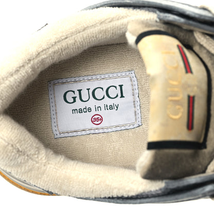 Gucci Metallic Calfskin Suede Womens Ultrapace Sneakers 35.5 Silver Oatmeal 8 of 10