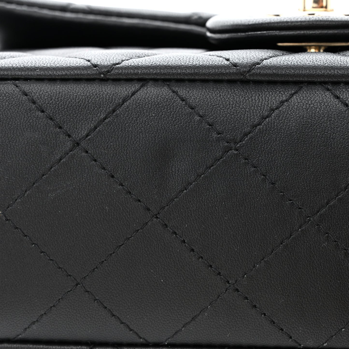 Lambskin Quilted Mini Rectangular Flap Black
