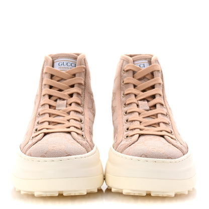 Gucci New Canvas GG Monogram Womens Tennis 1977 High Top 55mm Platform Sneakers 37.5 Skin Rose Dark Skin Rose 3 of 11