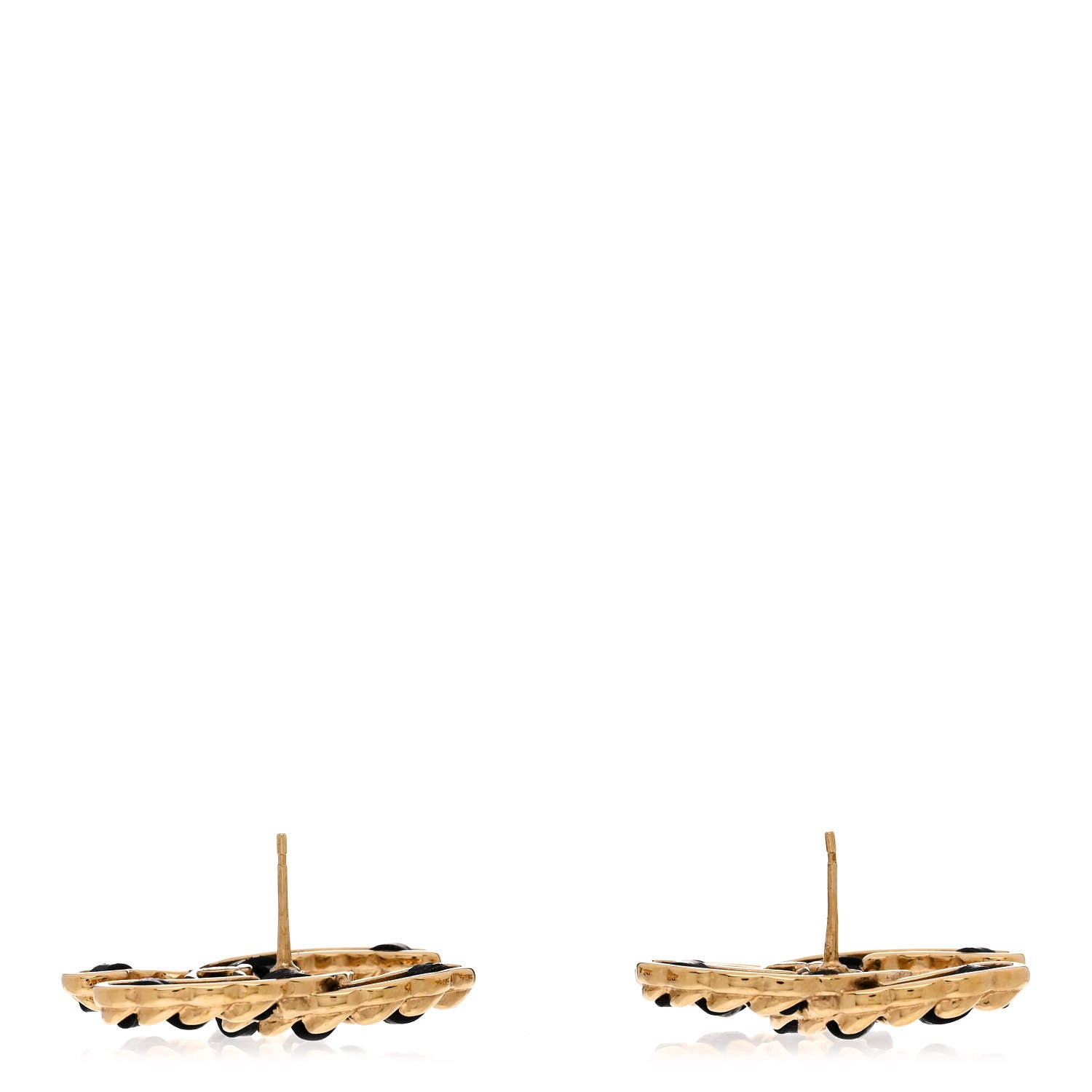 Chanel Lambskin CC Chain Earrings Black Gold 3 of 5