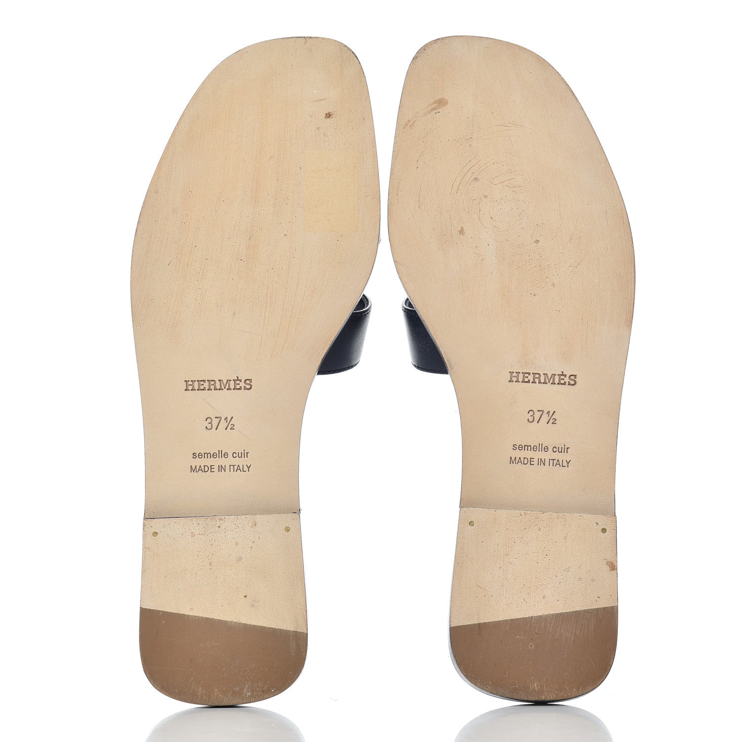 Hermes Calfskin Oran Sandals 37.5 Bleu 5 of 20