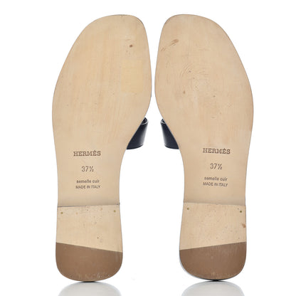 Hermes Calfskin Oran Sandals 37.5 Bleu 5 of 20