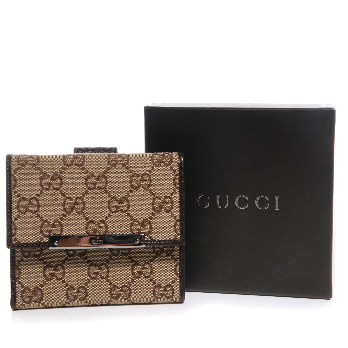 Monogram Metal Bar French Flap Wallet Beige Ebony Cocoa