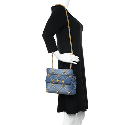 Valentino Garavani Denim Medium Roman Stud Shoulder Bag Light Denim Selleria 2 of 12
