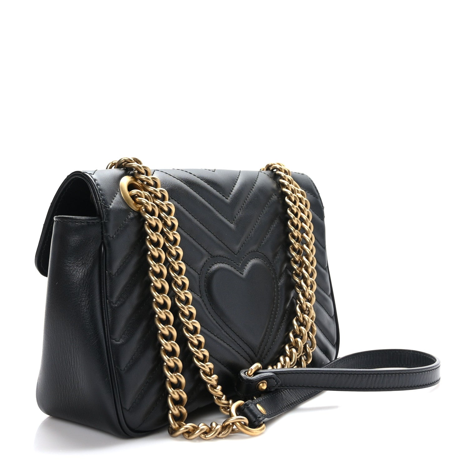 Gucci Calfskin Matelasse Small GG Marmont Shoulder Bag Black 3 of 9