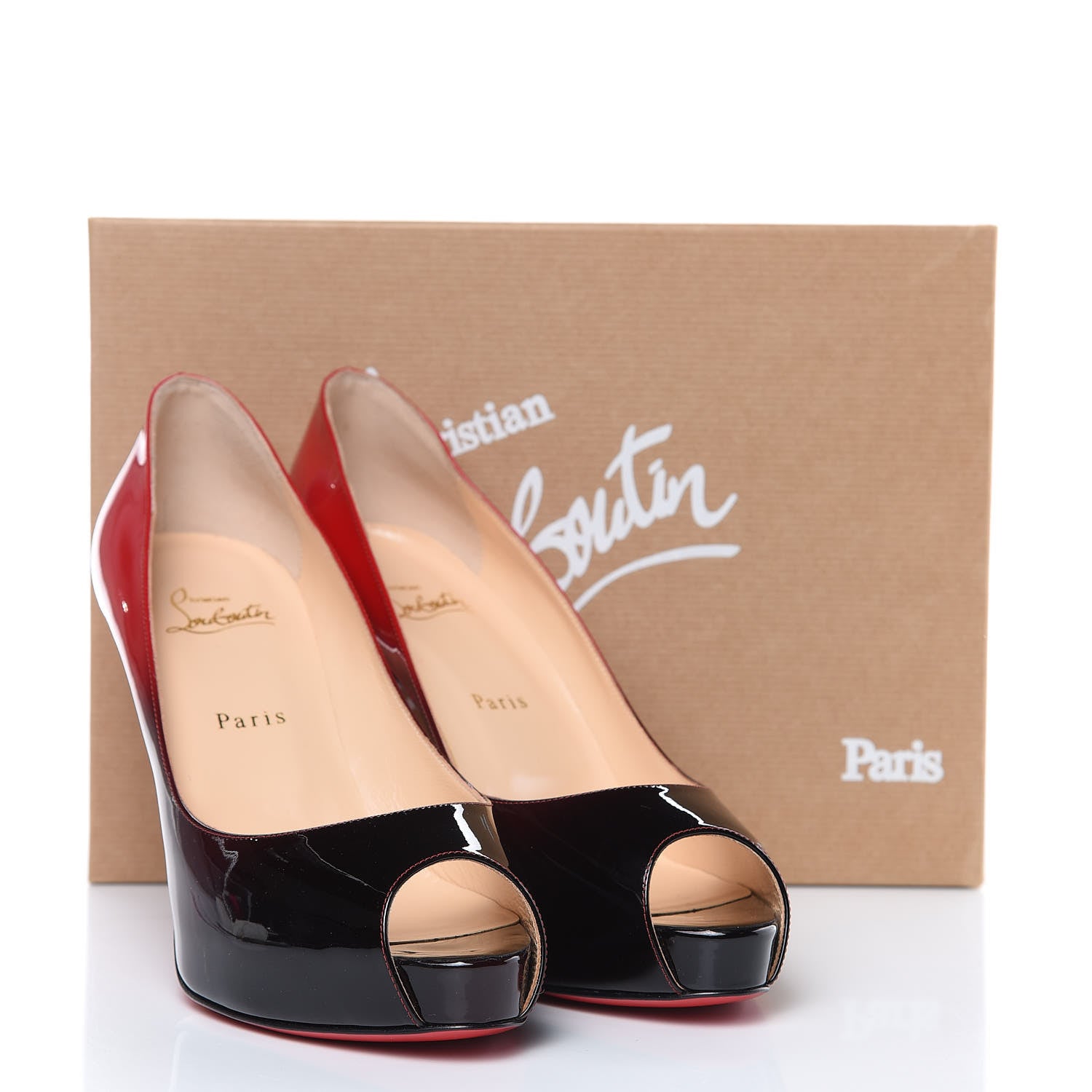 Christian Louboutin Patent Ombre New Very Prive 100 Pumps 40.5 Black Red 9 of 9
