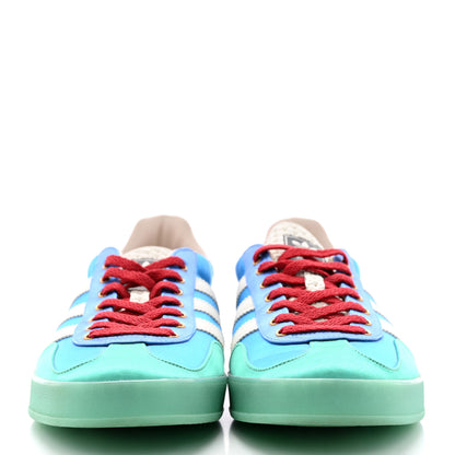 Gucci X ADIDAS Silk Duchesse Demetra Rubber Womens Gazelle Sneakers 11.5 Jade Capri Avio Off White 2 of 12