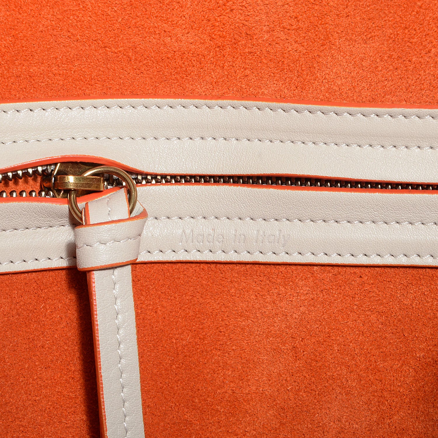 Celine Smooth Calfskin Medium Phantom Luggage Chalk Orange Trim 6 of 9
