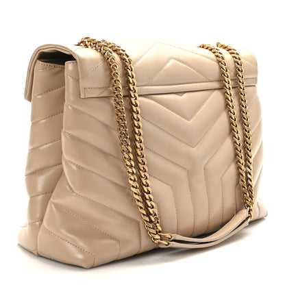 Saint Laurent Calfskin Y Quilted Monogram Medium Loulou Chain Satchel Dark Beige 3 of 9
