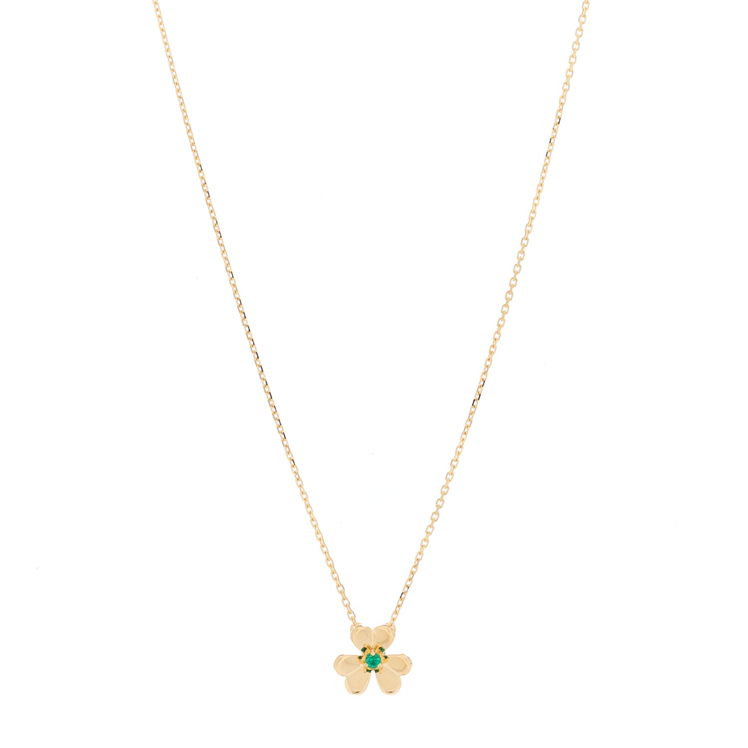 Van Cleef & Arpels 18K Yellow Gold Emerald Mini Frivole Pendant Necklace 1 of 7
