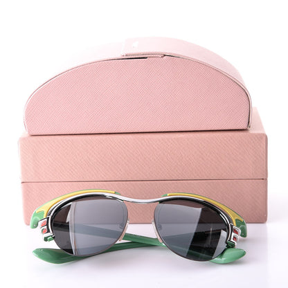 Prada Mirrored Dixie Sunglasses SPR 60O Green Yellow 8 of 8