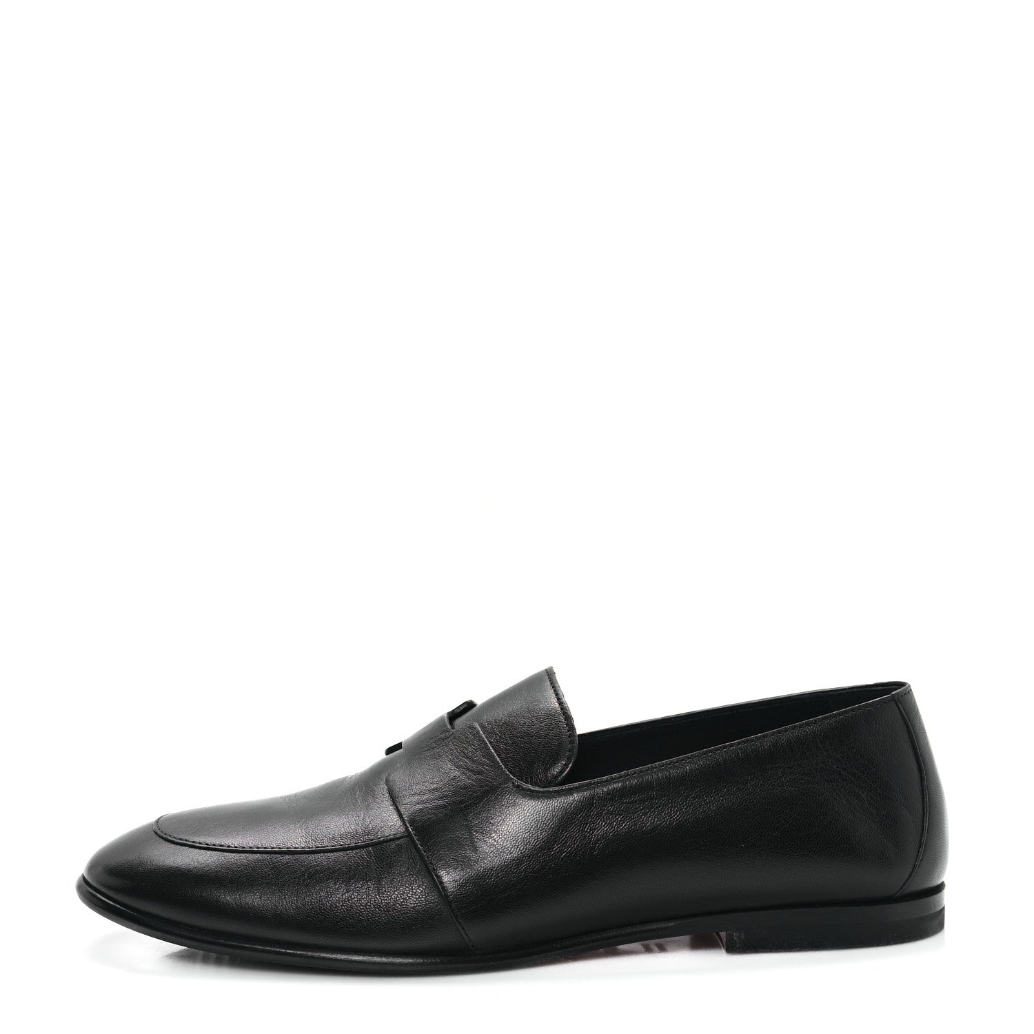Hermes Goatskin Womens Ancora Moccasin Loafers 36.5 Black 1 of 10
