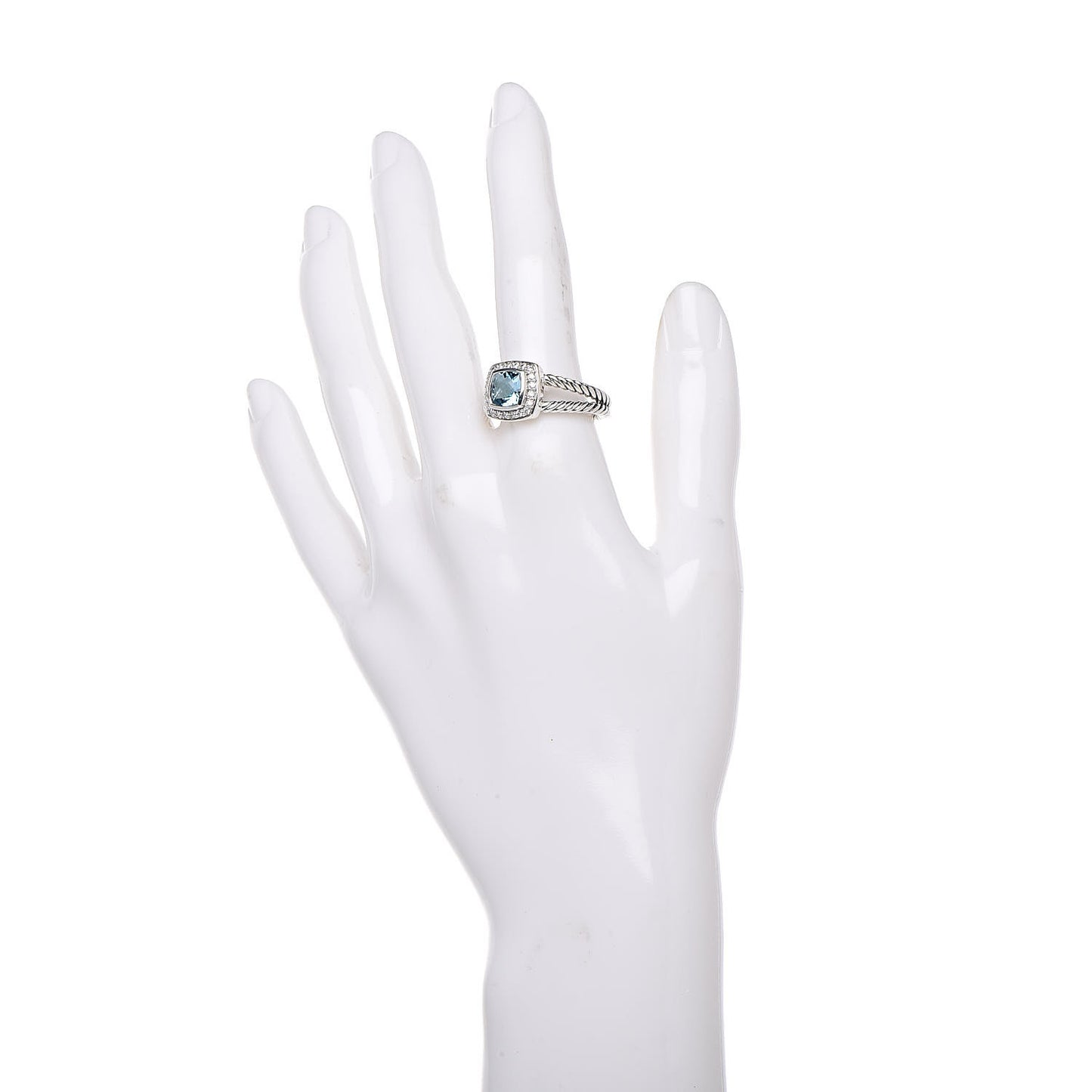 Sterling Silver Diamond Blue Topaz 7mm Petite Albion Ring 60 9