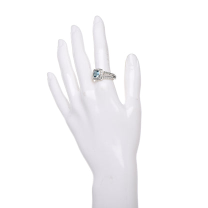 David Yurman Sterling Silver Diamond Blue Topaz 7mm Petite Albion Ring 60 9 2 of 5