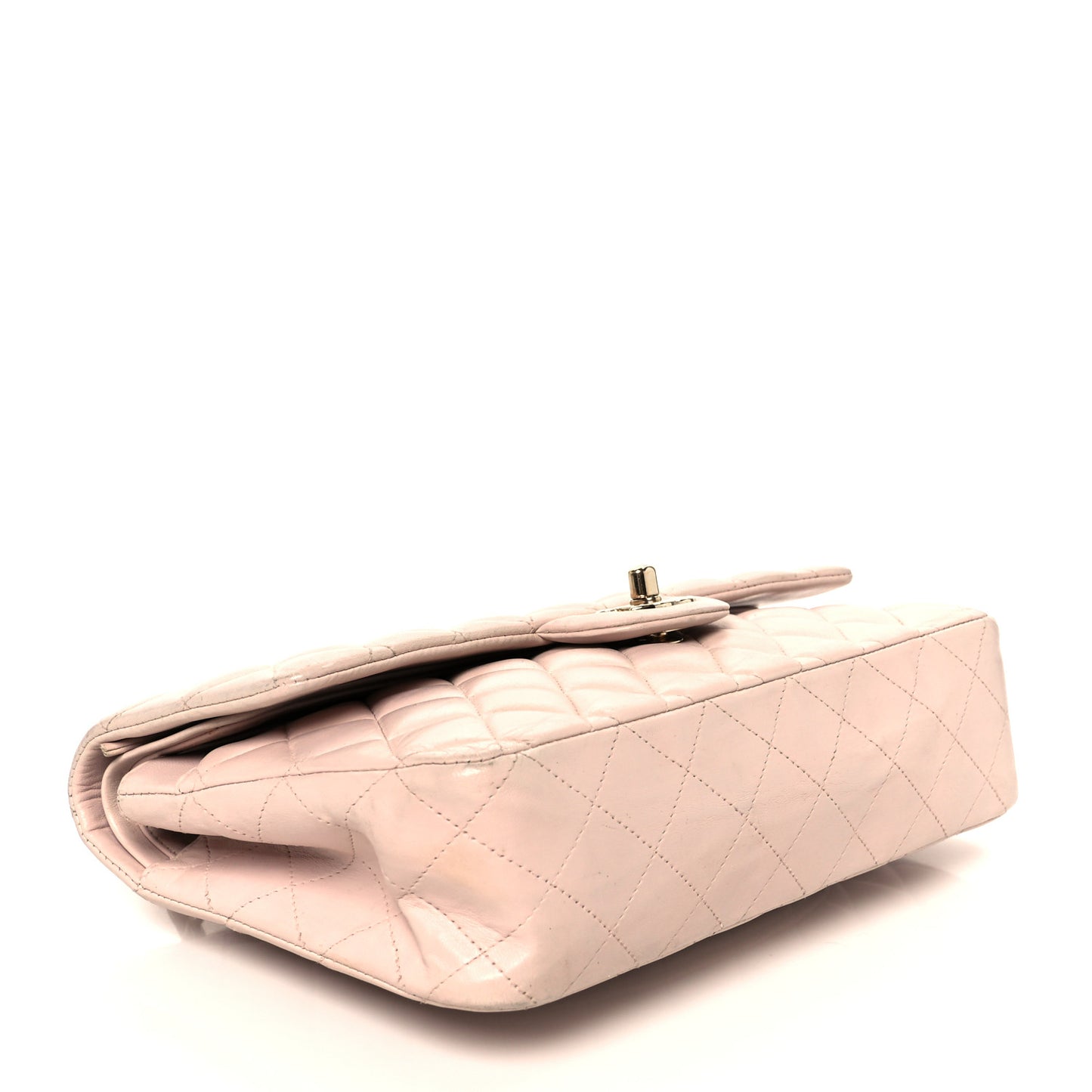 Lambskin Quilted Medium Double Flap Light Pink