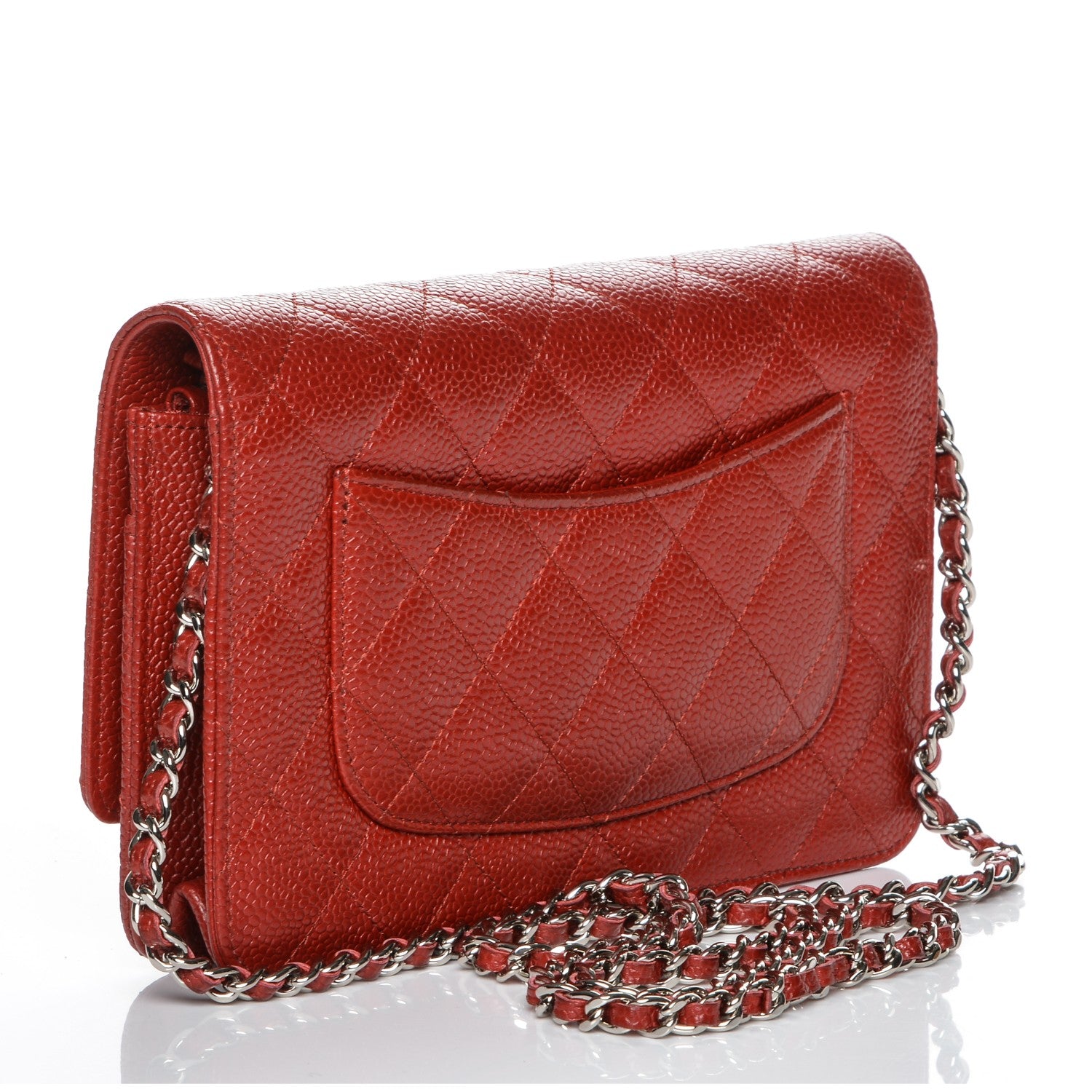 Chanel Caviar Quilted Wallet On Chain WOC Red 3 of 8