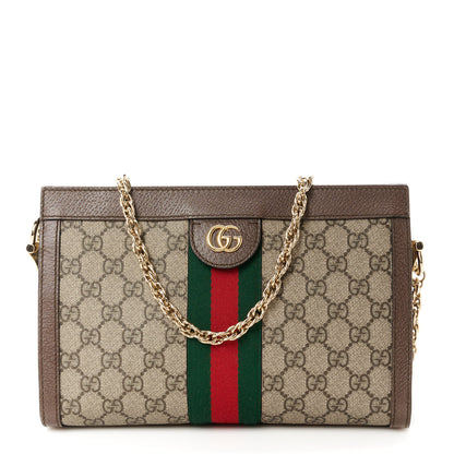 Gucci GG Supreme Monogram Web Small Ophidia Chain Shoulder Bag Brown 1 of 11