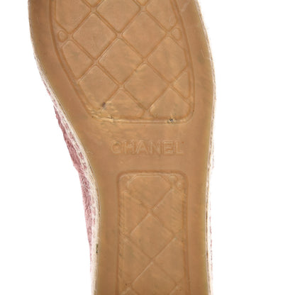 Chanel Velvet Grosgrain Quilted Camellia CC Espadrilles 38 Pink Black 7 of 10