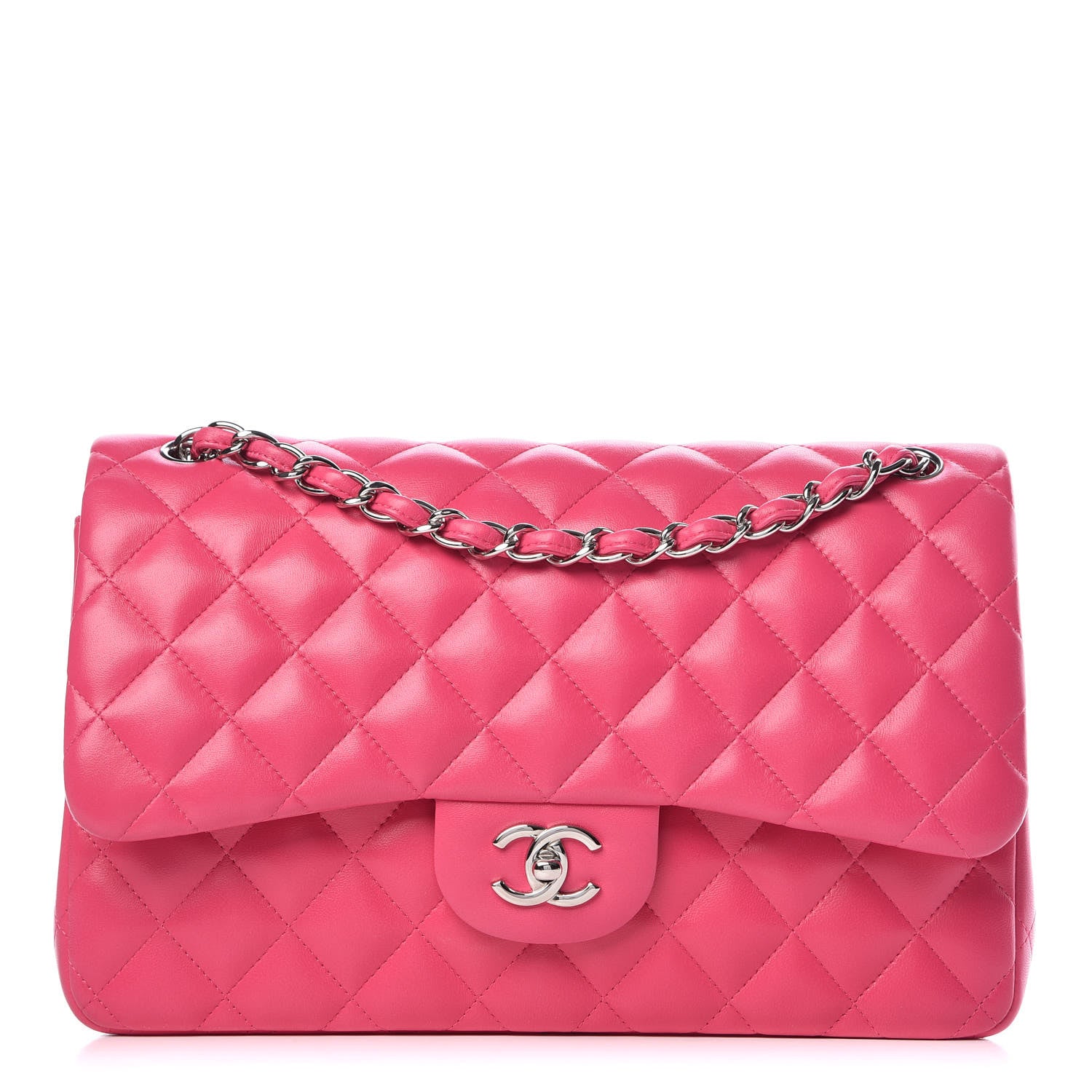 Chanel Lambskin Quilted Jumbo Double Flap Fuchsia 1 of 10