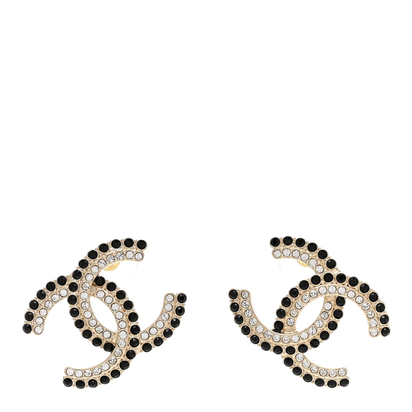 Crystal CC Earrings Black Gold