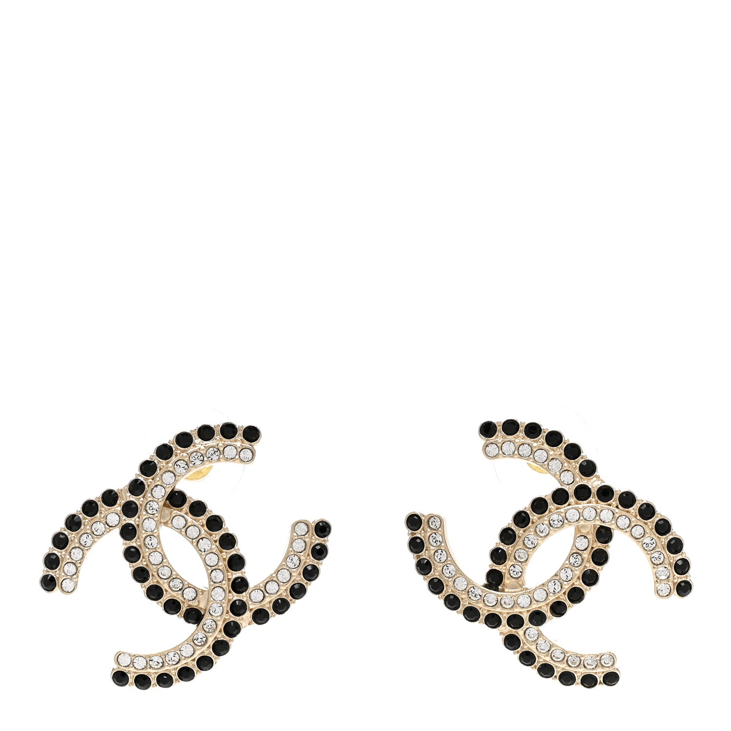 Chanel Crystal CC Earrings Black Gold 1 of 5