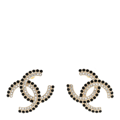 Chanel Crystal CC Earrings Black Gold 1 of 5