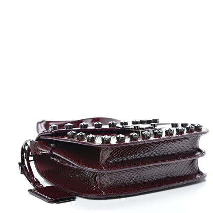 MCM Snakeskin Embossed Patent Studded Small Patricia Crossbody Bag Very Plum 3 of 10