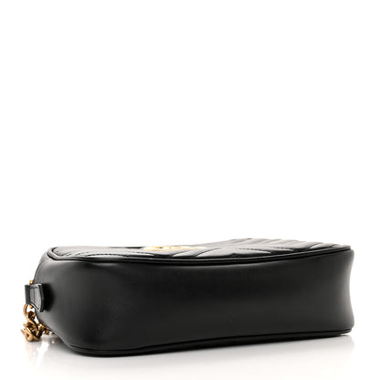 Gucci Calfskin Matelasse Small GG Marmont Chain Shoulder Bag Black 4 of 12