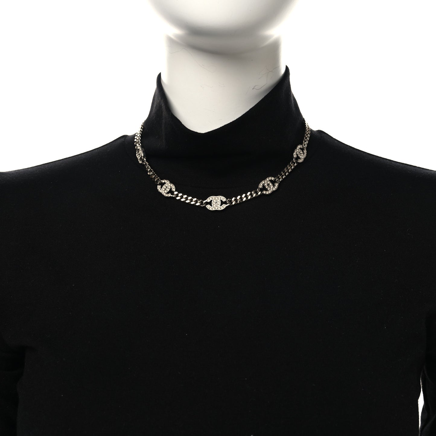 Metal Crystal Chain CC Choker Gold Silver