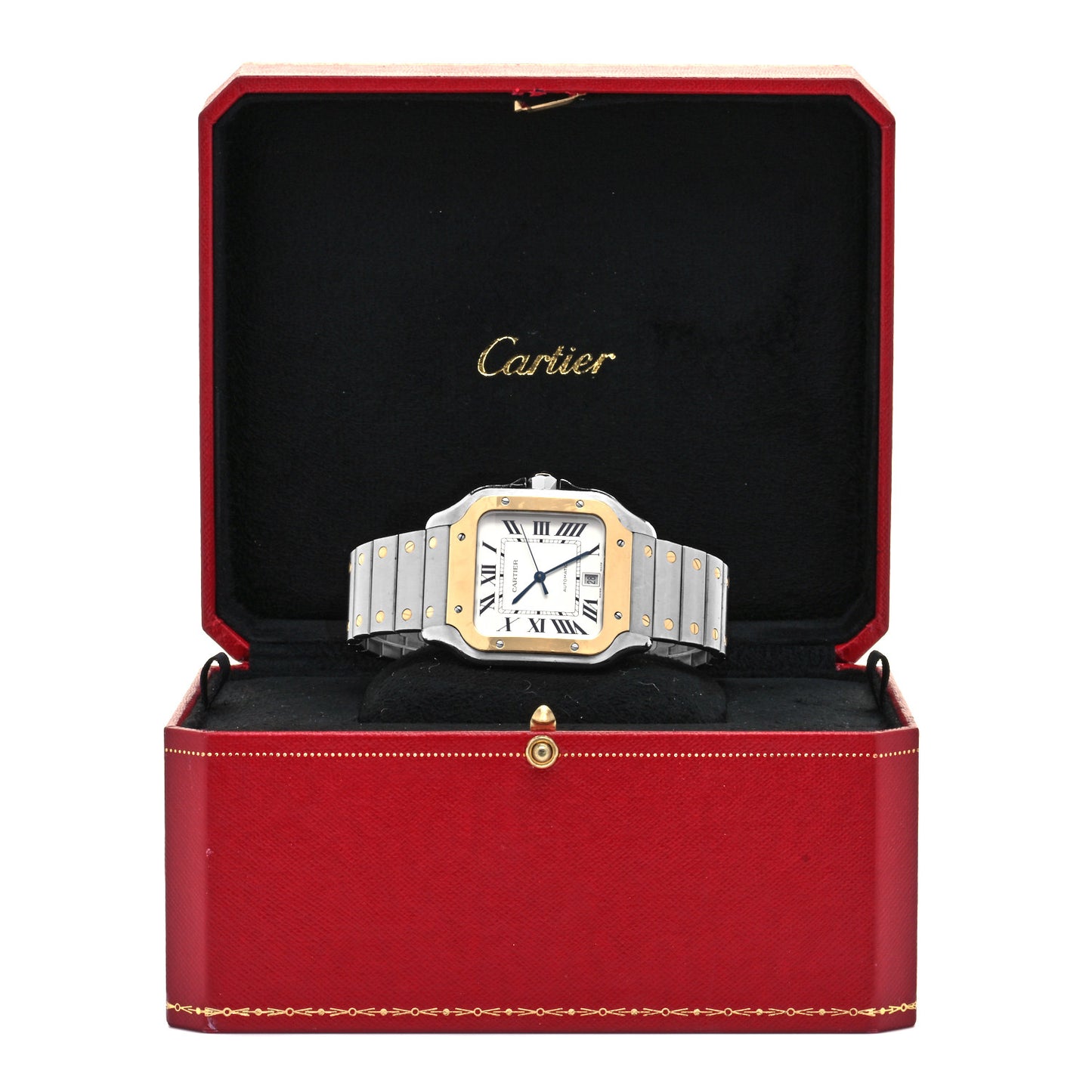 Stainless Steel 18K Yellow Gold 39.8mm Santos De Cartier Automatic Watch
