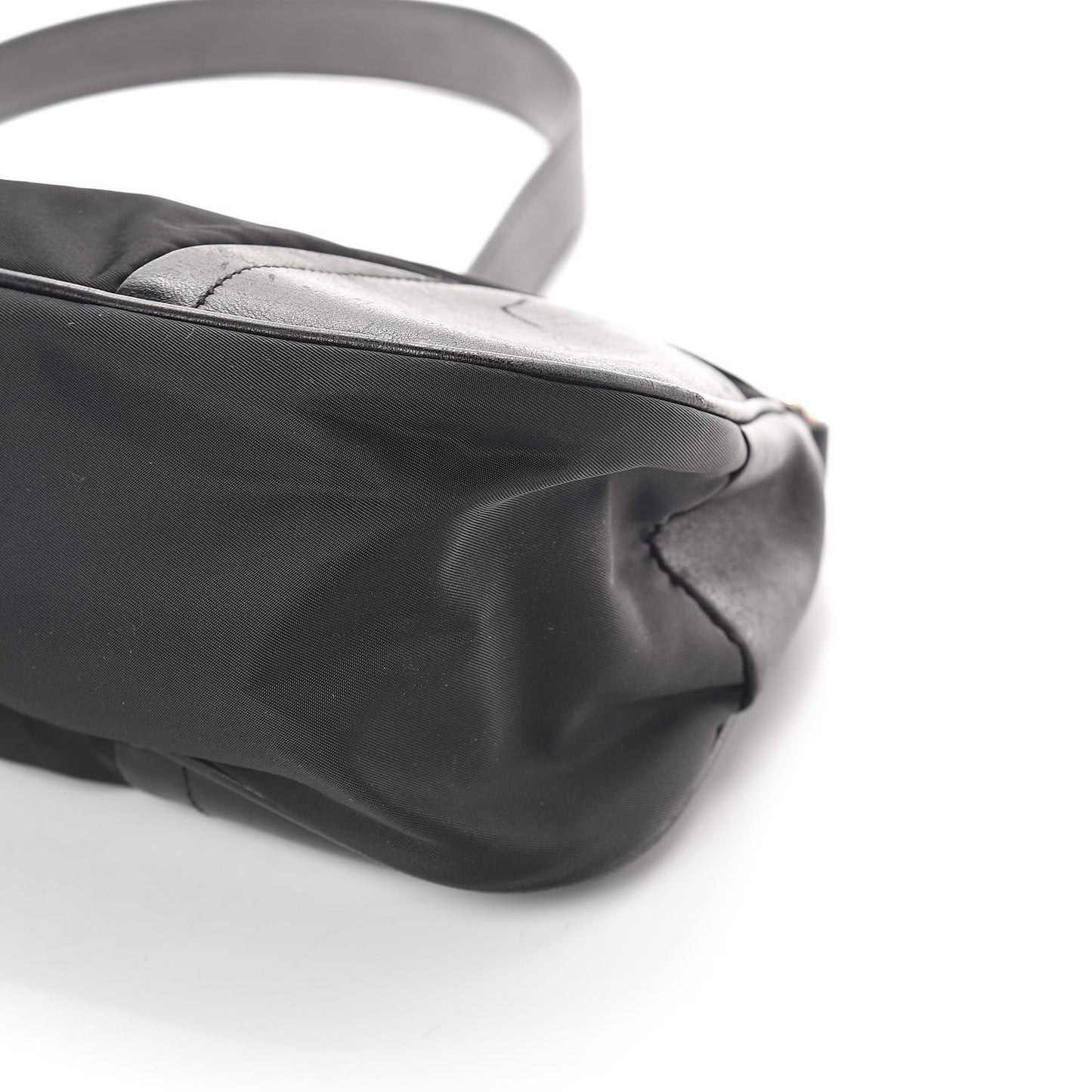 Tessuto Nylon Soft Calfskin Shoulder Bag Black