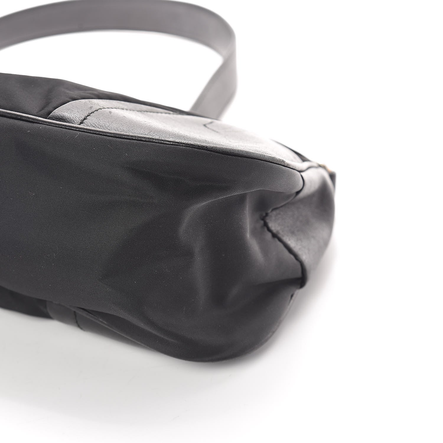 Prada Tessuto Nylon Soft Calfskin Shoulder Bag Black 9 of 12