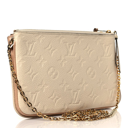 Louis Vuitton Empreinte Double Zip Pochette Beige Rose Creme 3 of 8