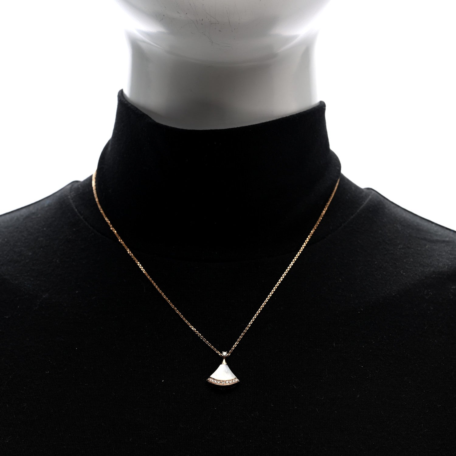 Bulgari 18K Rose Gold Diamond Mother of Pearl Divas' Dream Pave Pendant Necklace 2 of 5