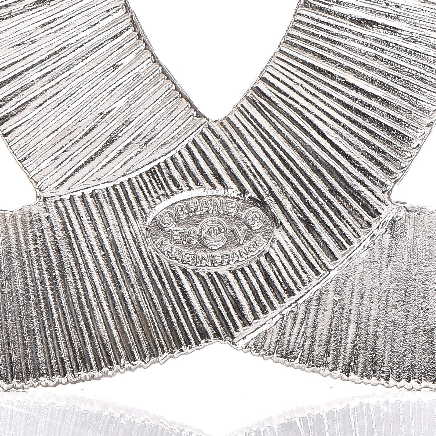 Baguette Crystal CC Brooch Silver