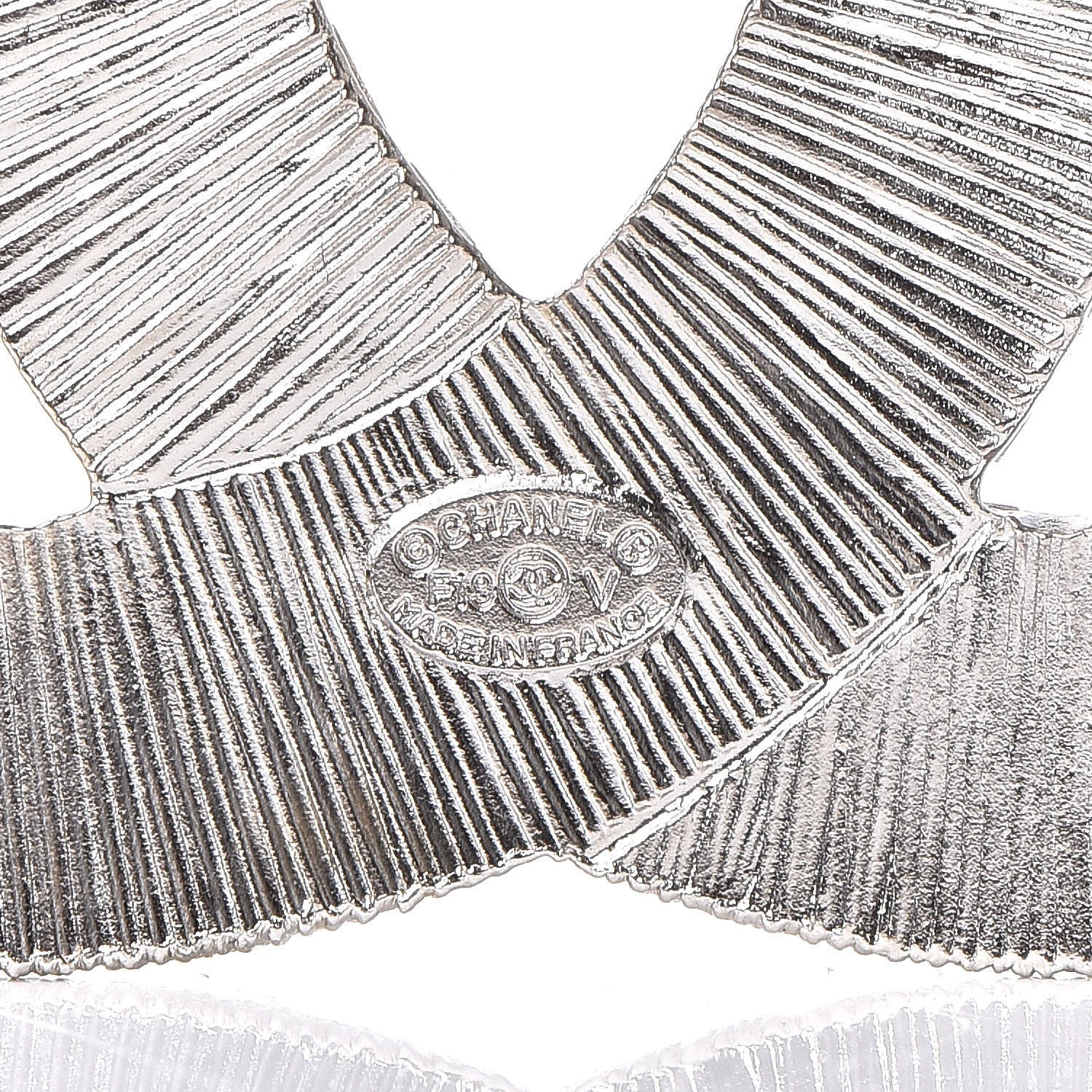 Chanel Baguette Crystal CC Brooch Silver 5 of 6