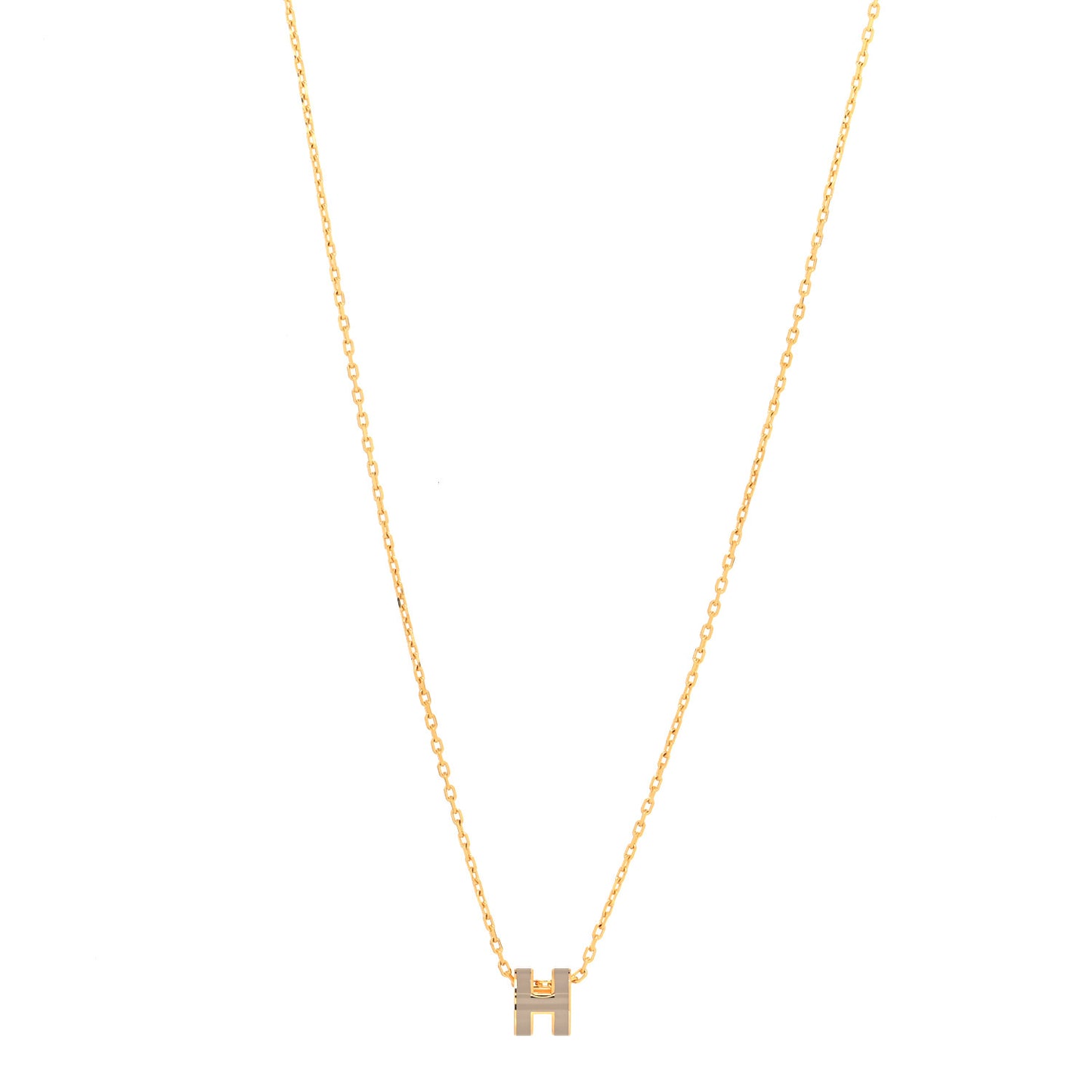 Lacquered Gold Mini Pop H Pendant Necklace Marron Glace