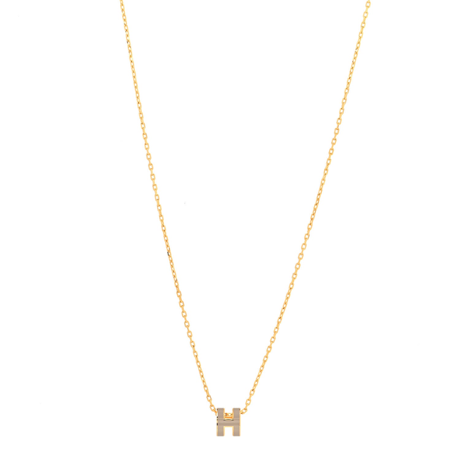 Hermes Lacquered Gold Mini Pop H Pendant Necklace Marron Glace 1 of 5