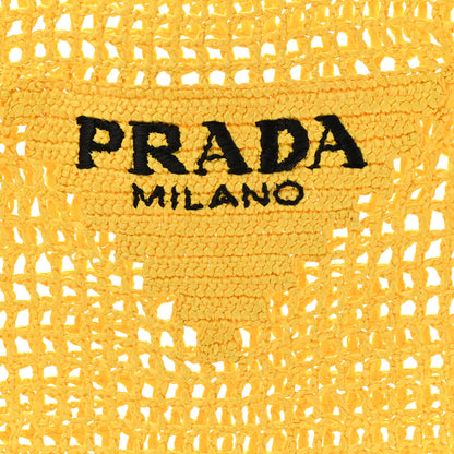 Prada Yarn Raffia Effect Crochet Logo Embroidered Tote Bag Giallo 14 of 17