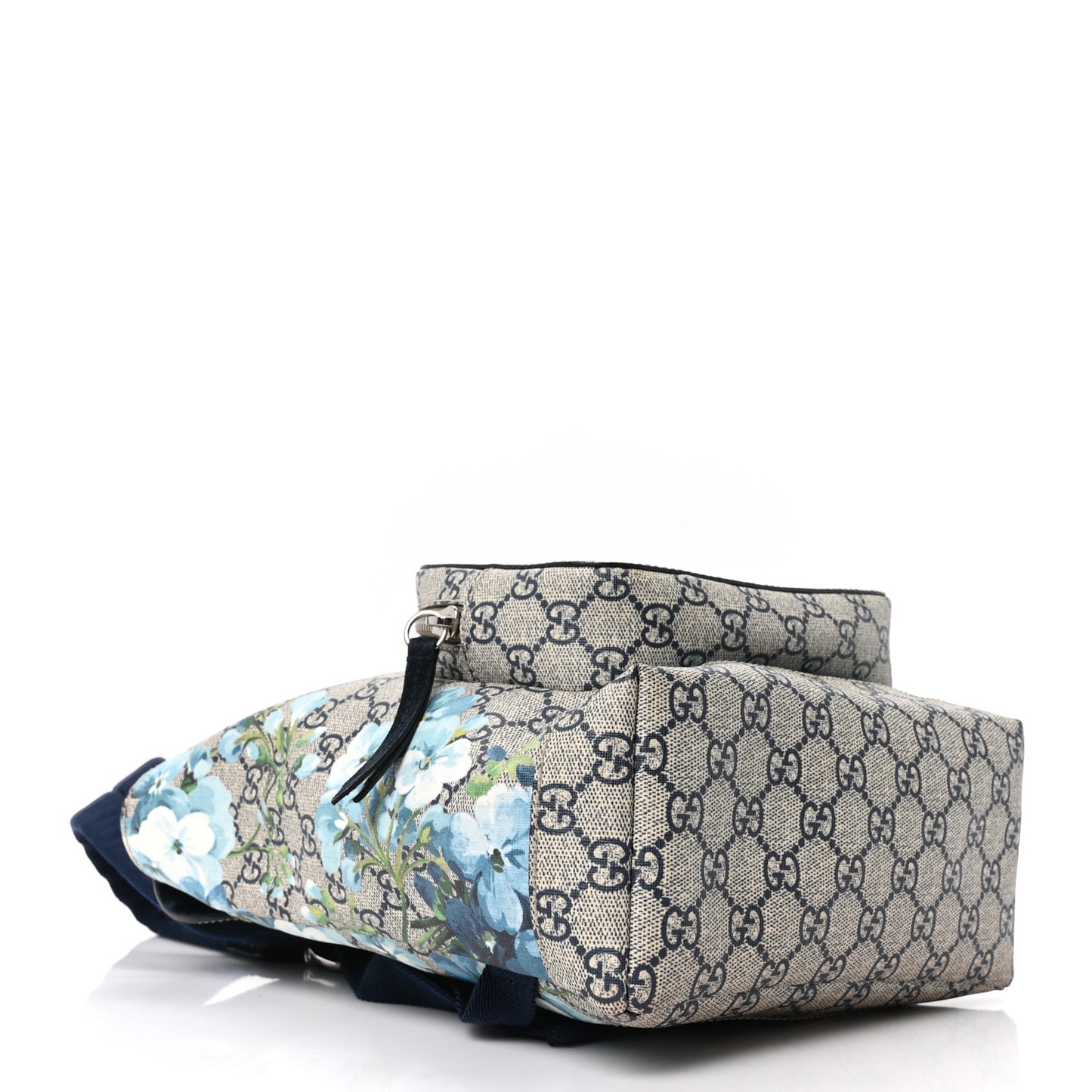 GG Supreme Monogram Blooms Small Single Buckle Backpack Beige Blue Navy