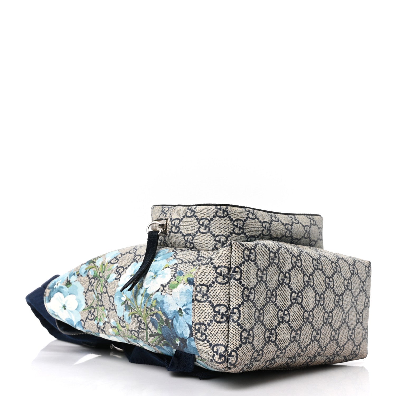 Gucci GG Supreme Monogram Blooms Small Single Buckle Backpack Beige Blue Navy 4 of 10