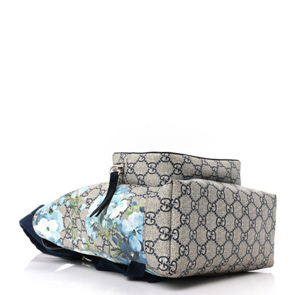 Gucci GG Supreme Monogram Blooms Small Single Buckle Backpack Beige Blue Navy 4 of 10