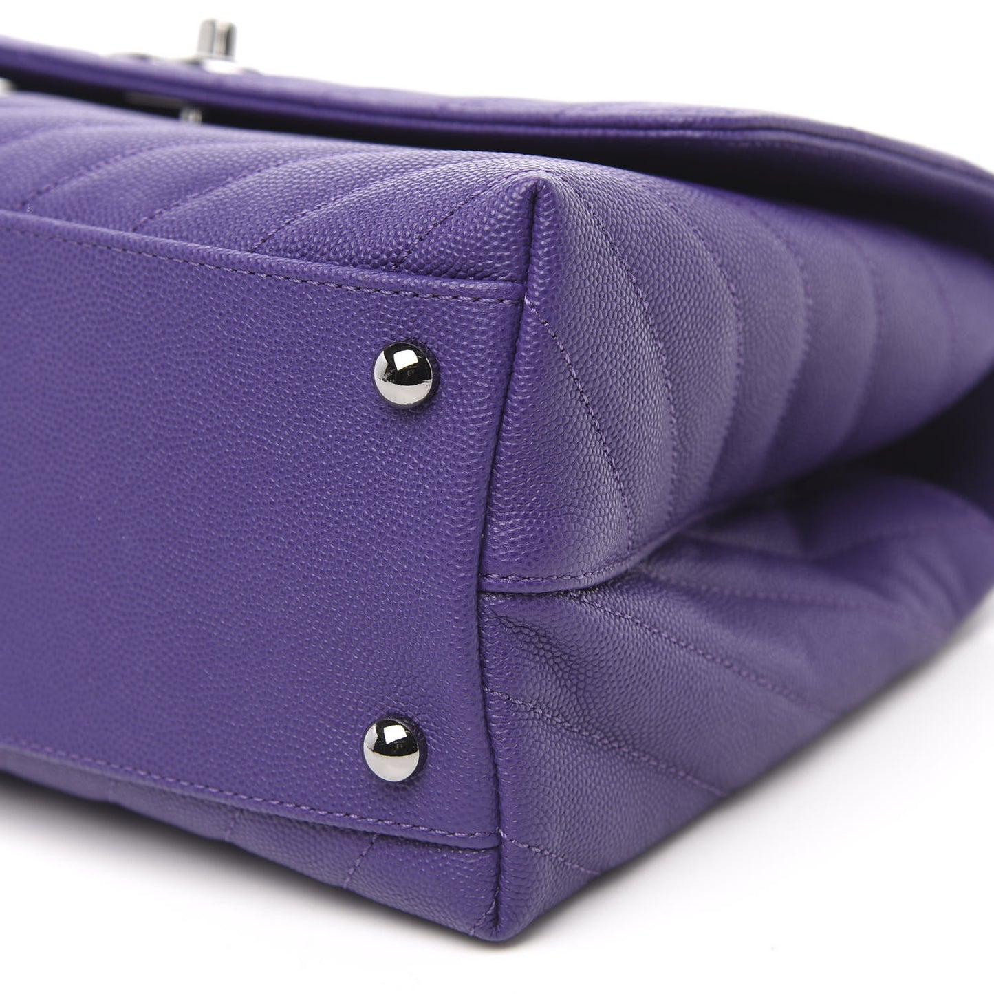 Caviar Chevron Quilted Small Coco Handle Flap Purple