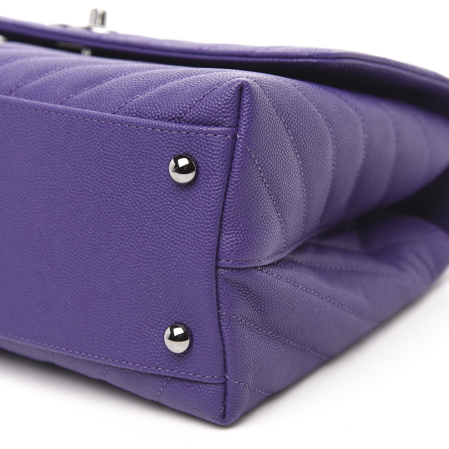 Chanel Caviar Chevron Quilted Small Coco Handle Flap Purple 10 of 12